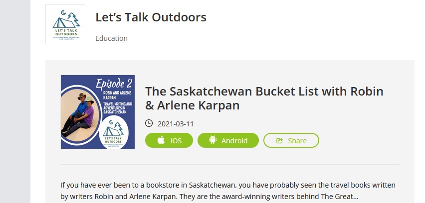 The Saskatchewan Bucket List with Robin and Arlene Karpan